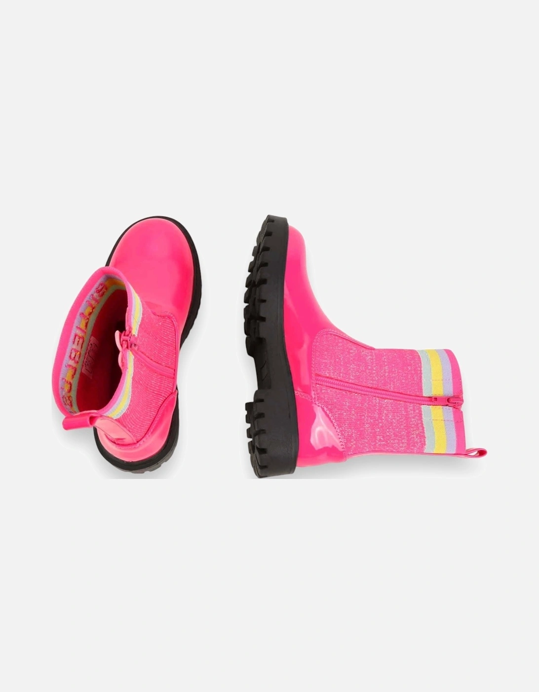 Pink Multi Zip Up Sock Boots