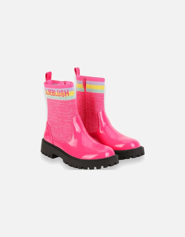 Pink Multi Zip Up Sock Boots