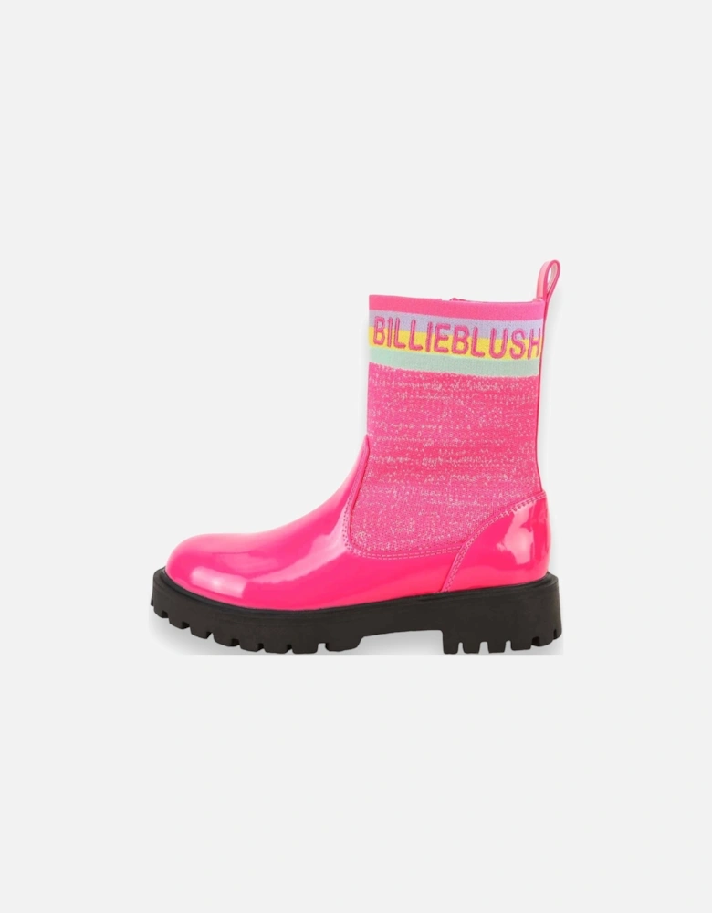 Pink Multi Zip Up Sock Boots