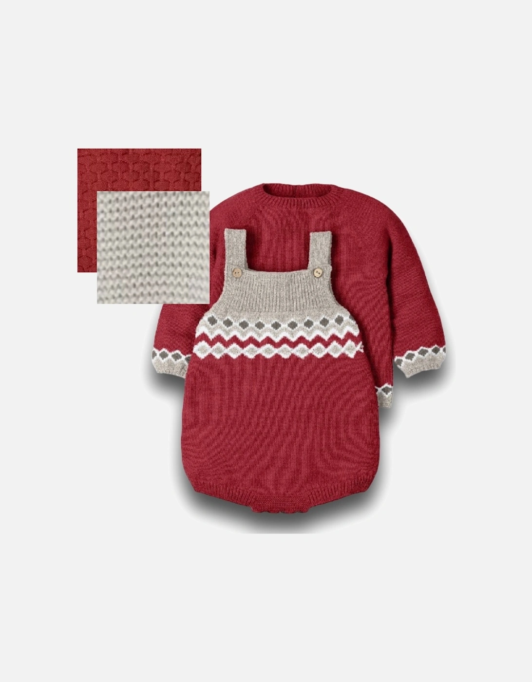 Deep Red Knitted Romper Set, 3 of 2