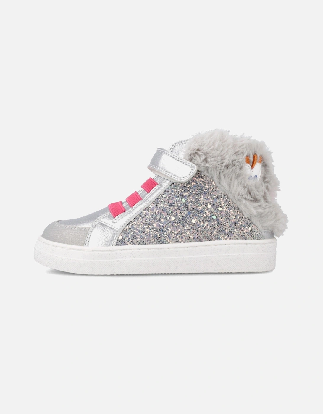 Silver Fluffy Hi Top Trainers, 7 of 6
