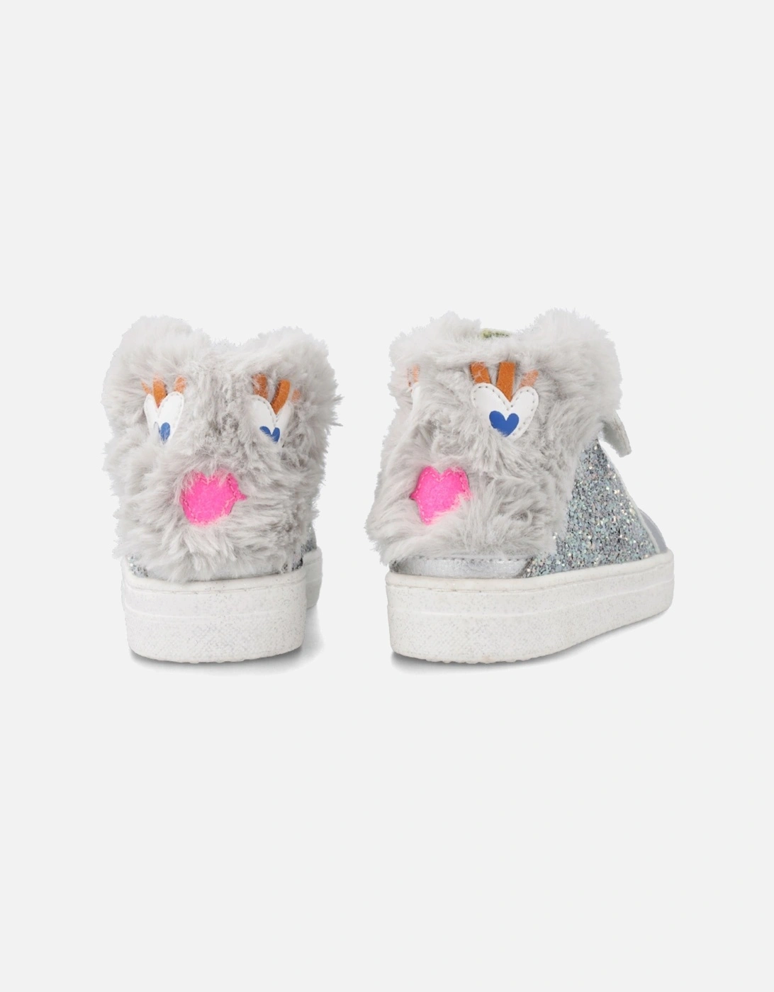 Silver Fluffy Hi Top Trainers
