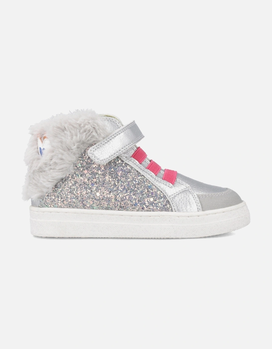 Silver Fluffy Hi Top Trainers