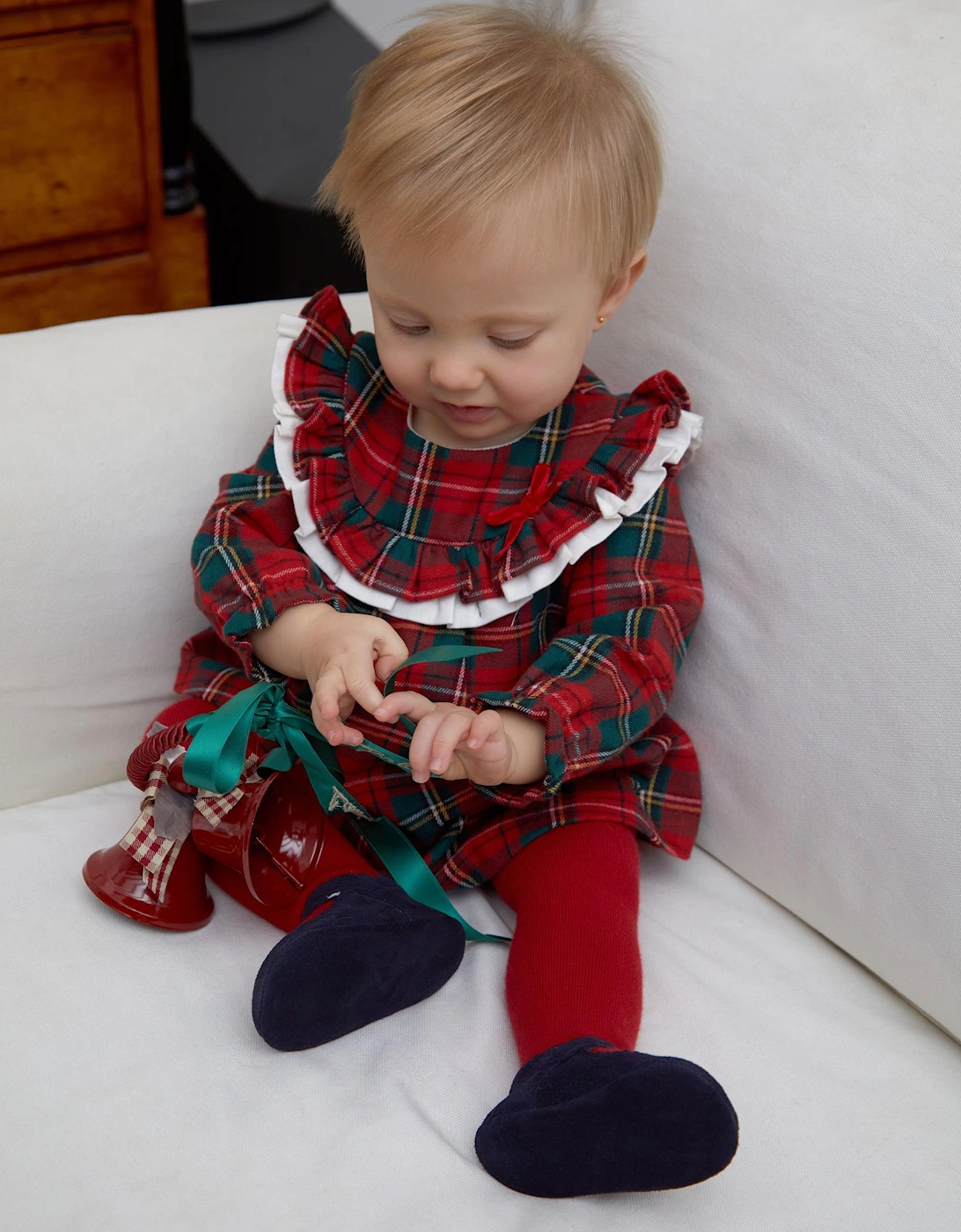 Red Tartan Dress and Tights