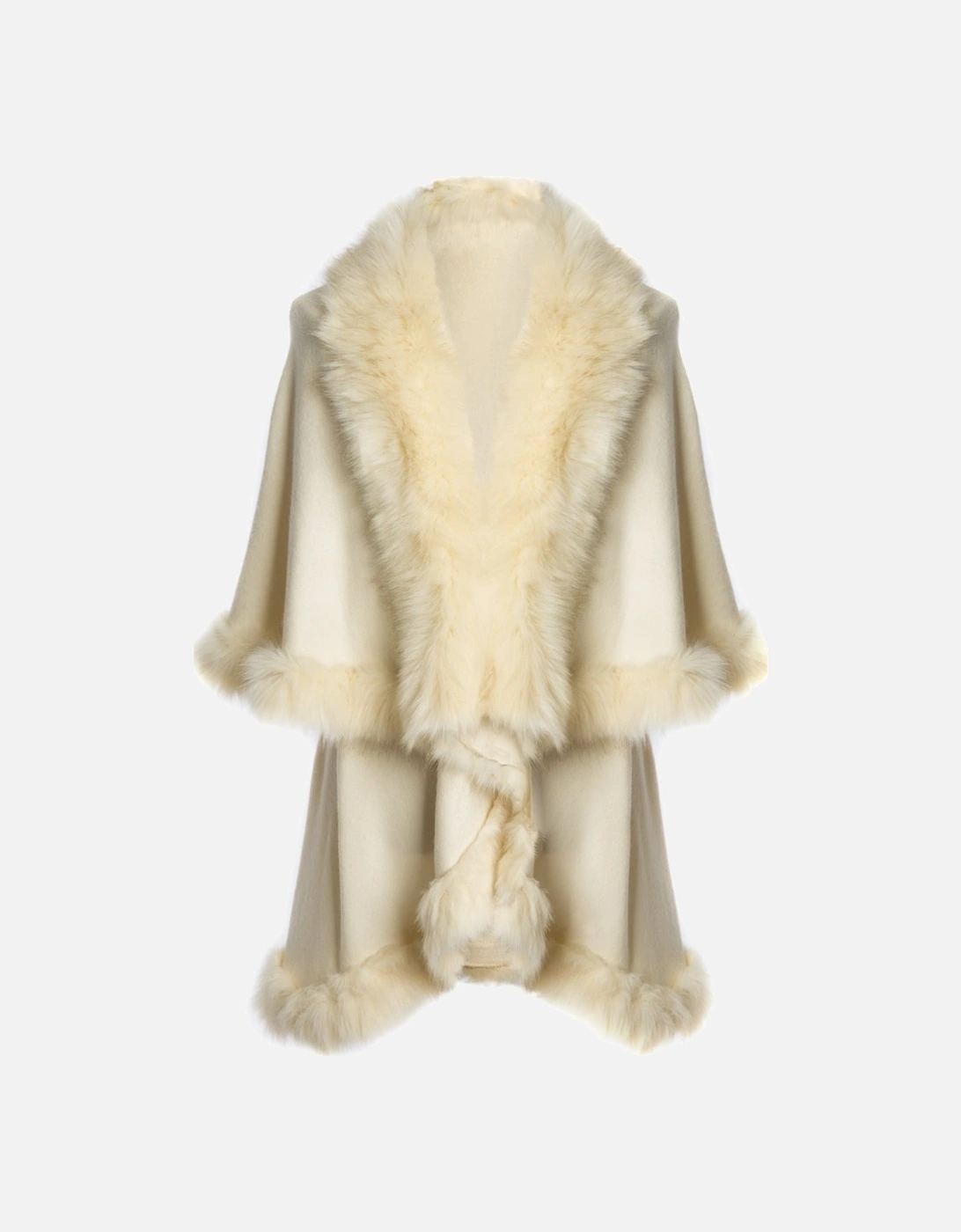 Cream Knitted Luxury Faux Fur Cape, 6 of 5