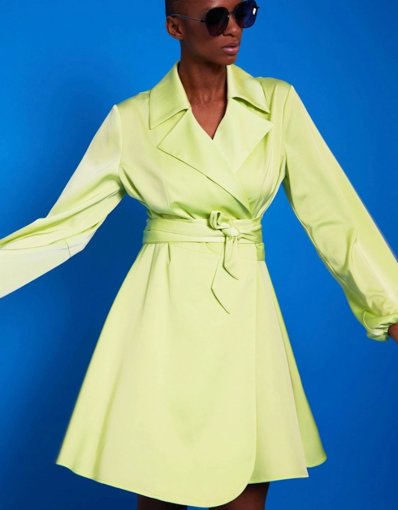 Green Silk Blend Wrap Dress