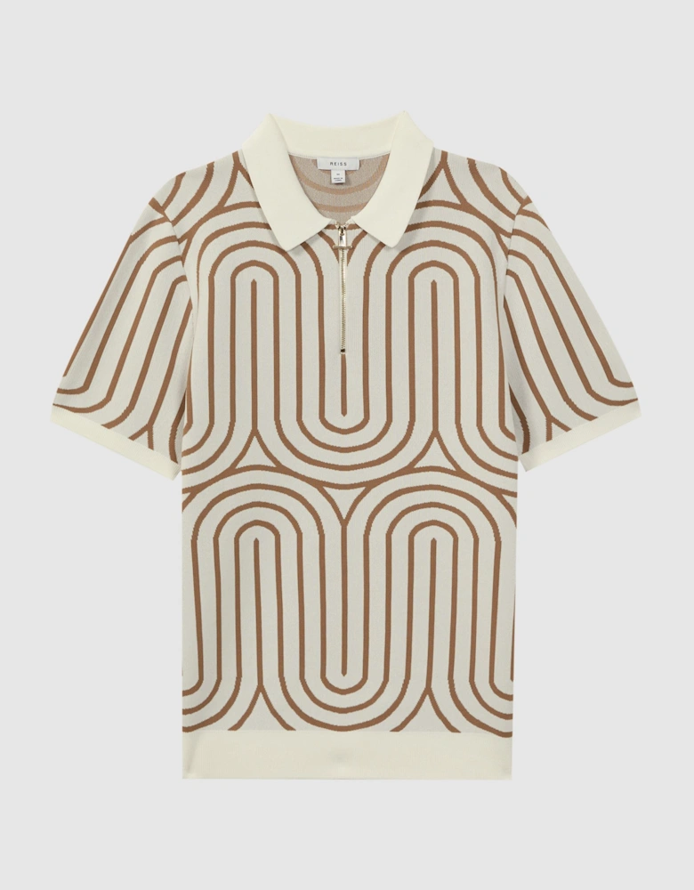 Half-Zip Striped Polo T-Shirt