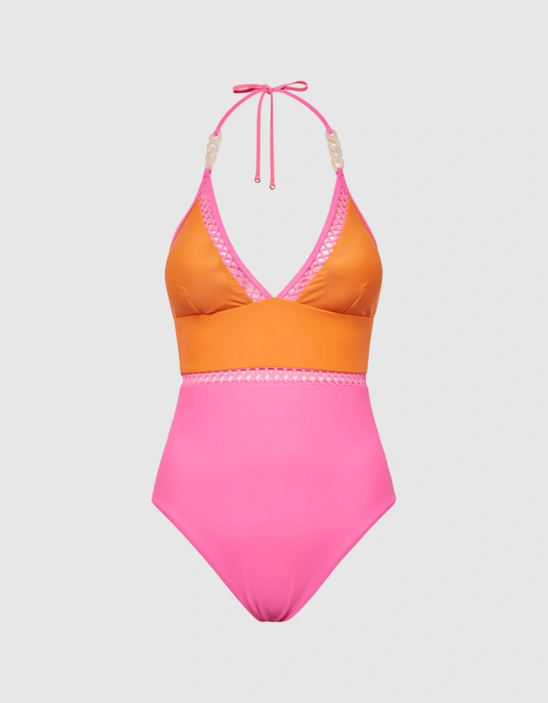 Colourblock Halter Swimsuit