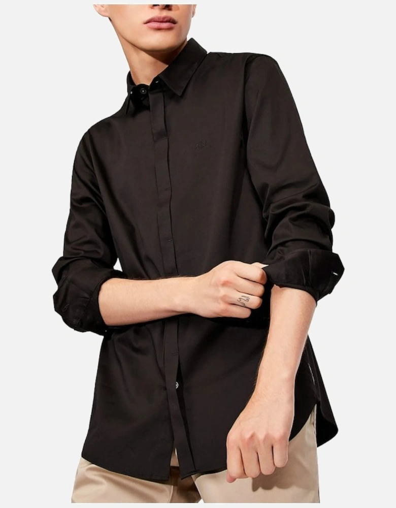 Long Sleeve Stretch Cotton Shirt Black