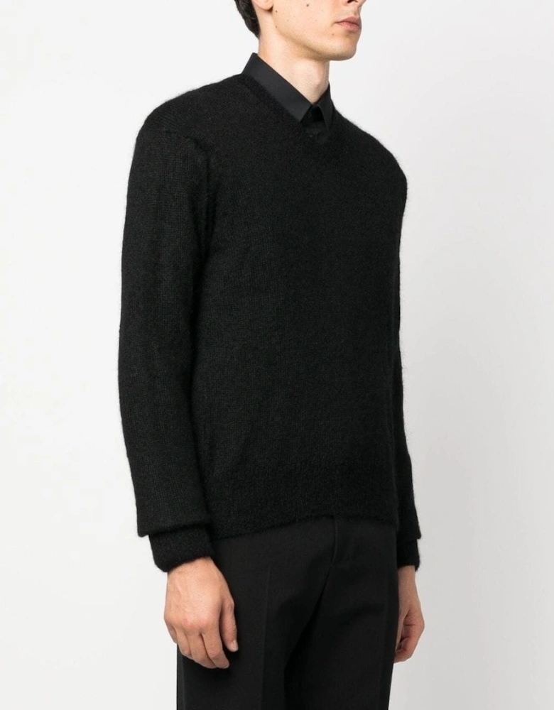 Mohair Blend V Neck Sweater Black