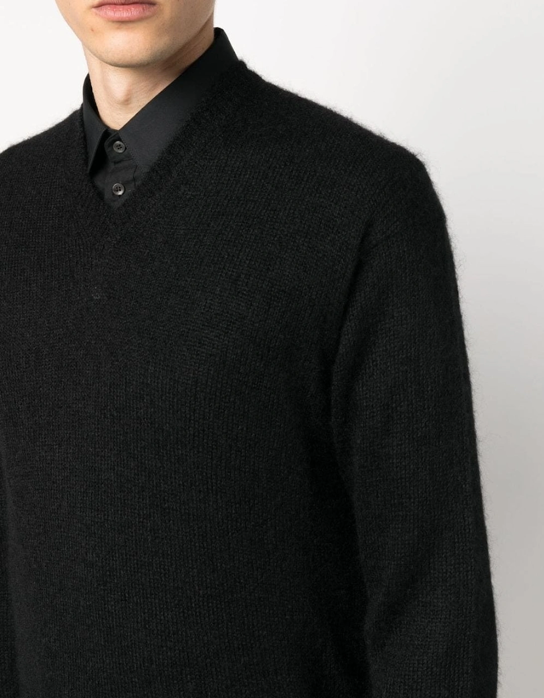 Mohair Blend V Neck Sweater Black