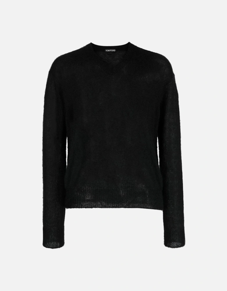 Mohair Blend V Neck Sweater Black