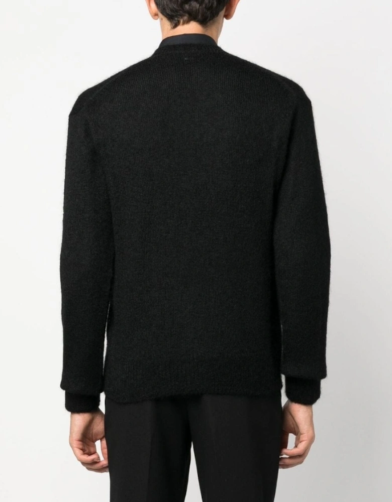 Mohair Blend V Neck Sweater Black