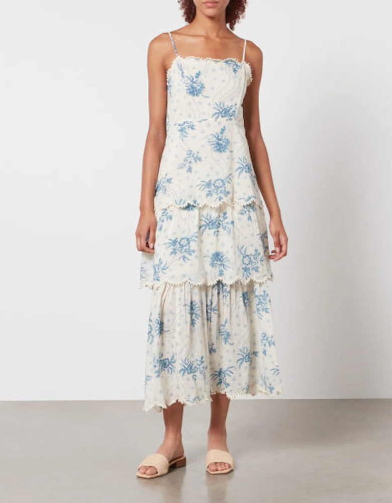 Peony Printed Cotton-Gauze Dress