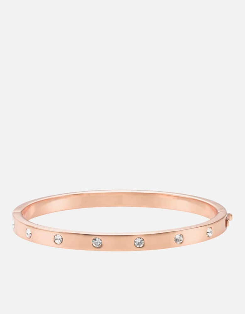 New York Women's Metal Stone Hinged Bangle - Clear/Rose Gold