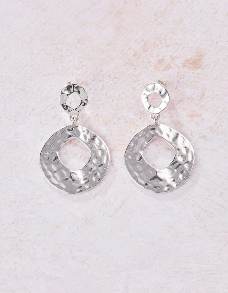 Margarita Silver Plated Hammered Disc Earrings