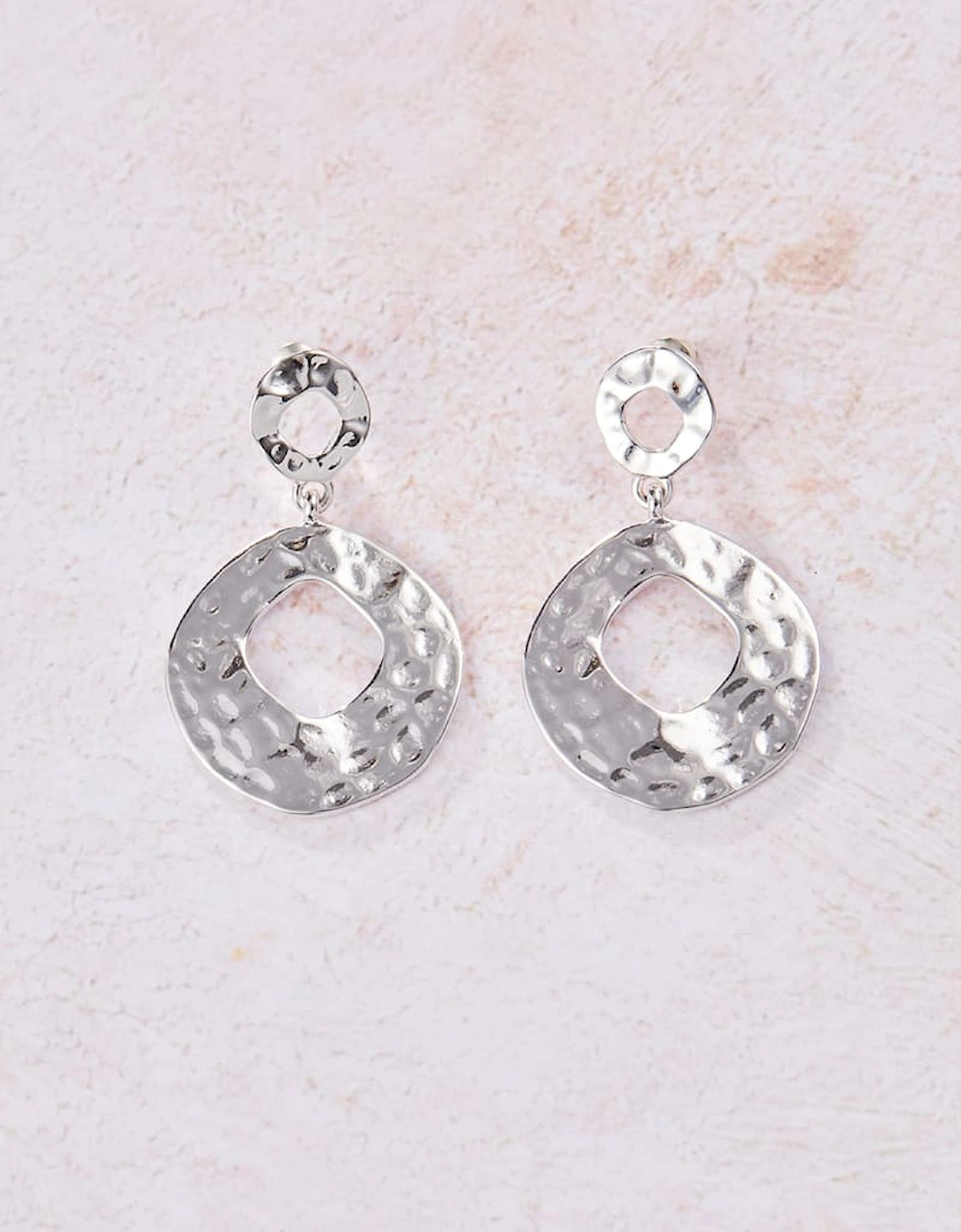 Margarita Silver Plated Hammered Disc Earrings, 5 of 4