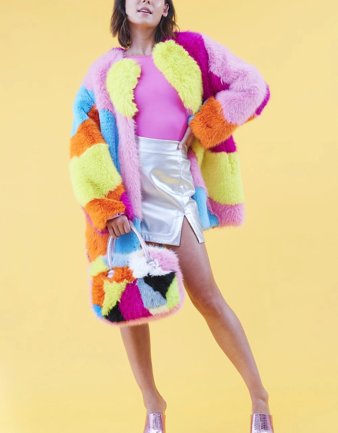 Faux Fur Multi-Coloured Rainbow Coat, 12 of 11