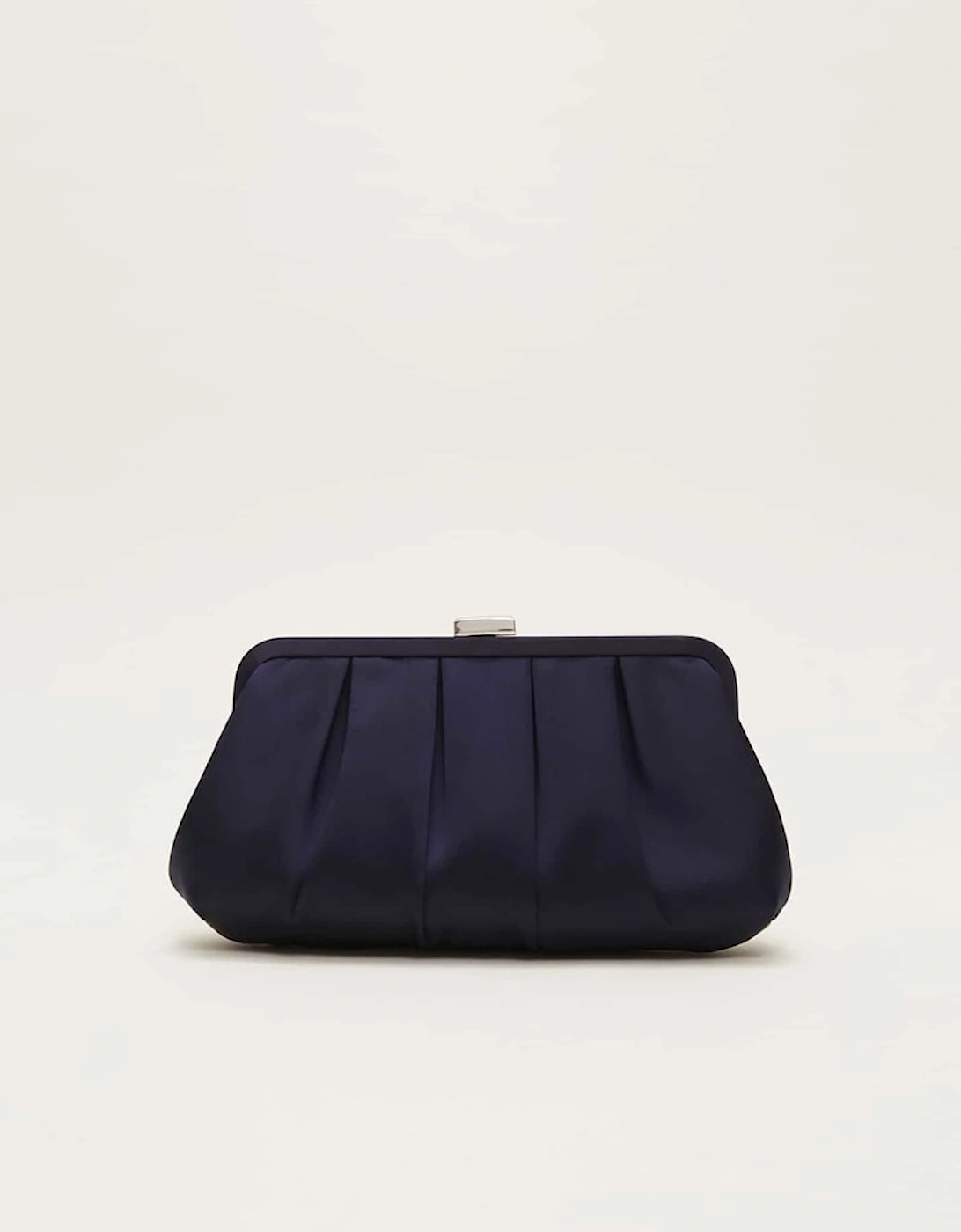 Navy Satin Pleated Clutch Bag, 2 of 1