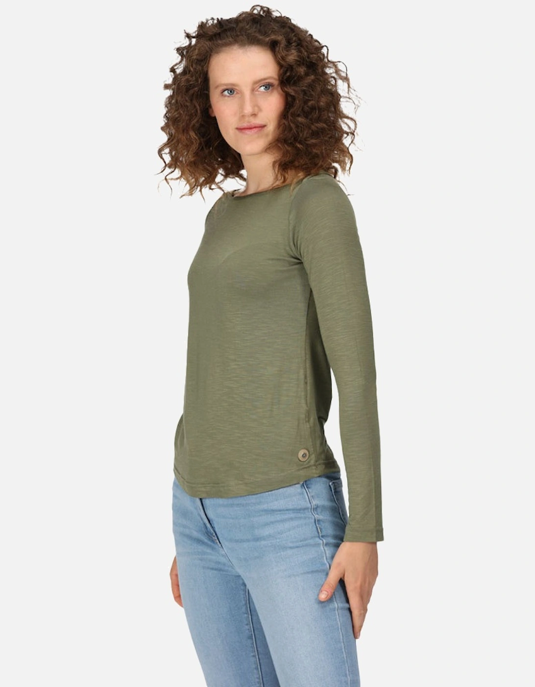 Womens Lakeisha Boat Neck Long Sleeve Jersey Top, 5 of 4