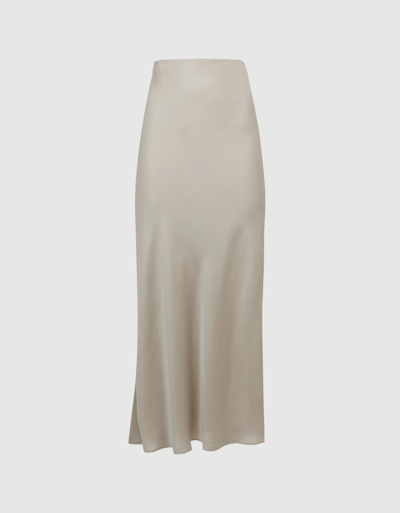 Metallic Fitted High Rise Midi Skirt