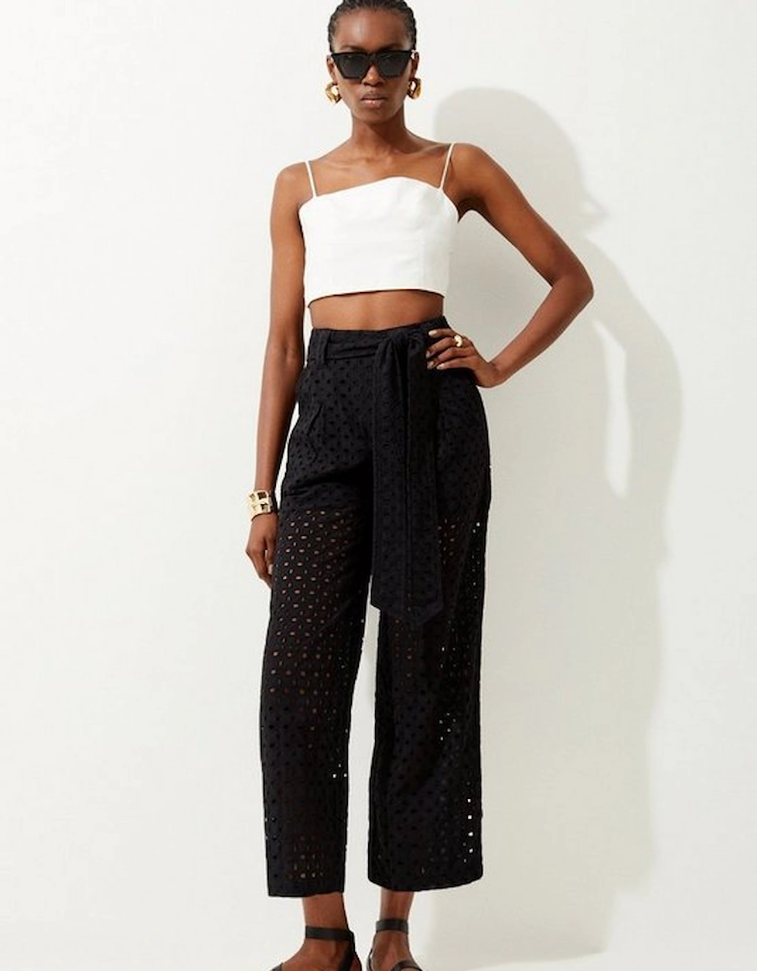 Belted Broderie Woven Trousers, 5 of 4