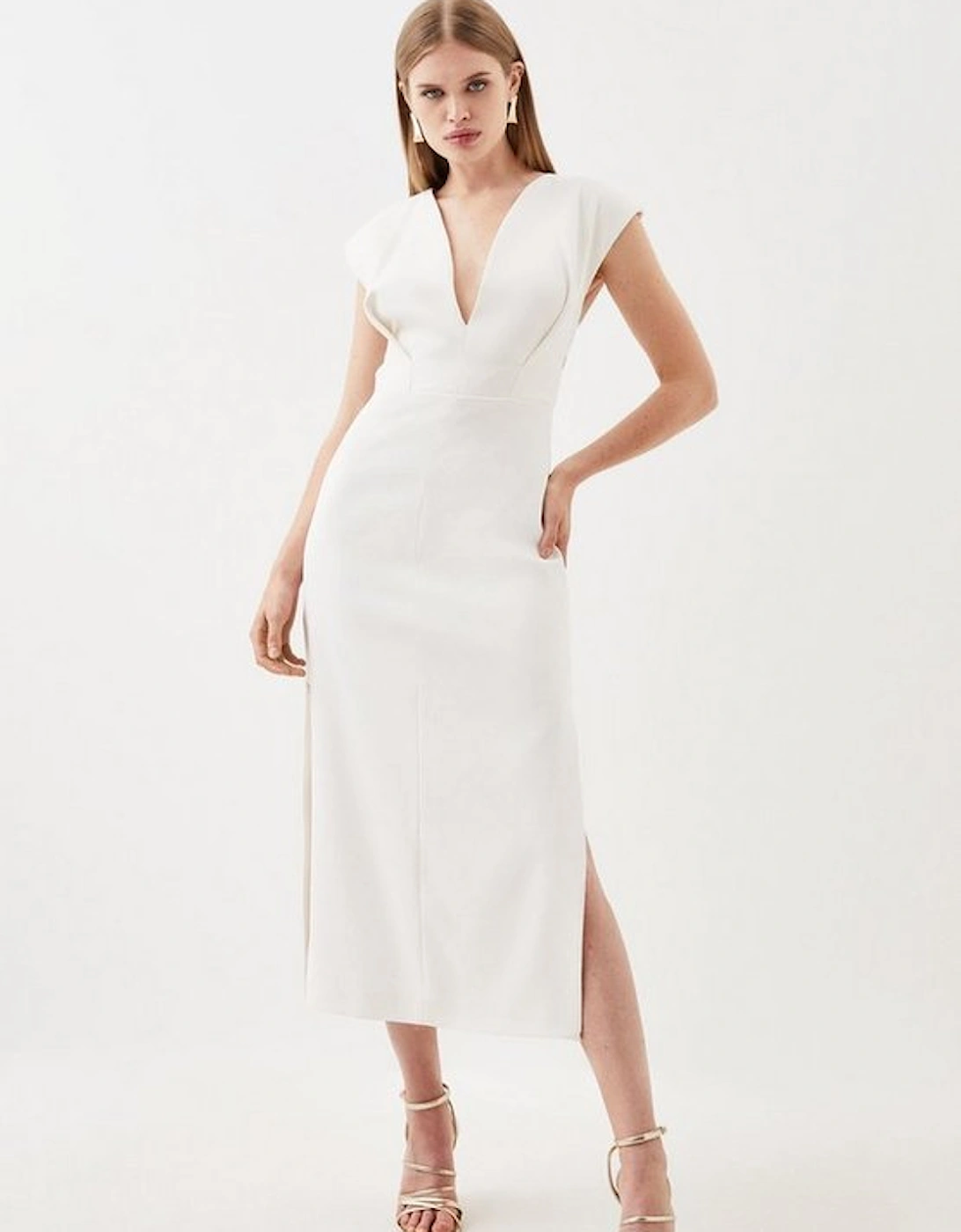 Soft Tailored Sleeveless Column Midi Dress, 5 of 4