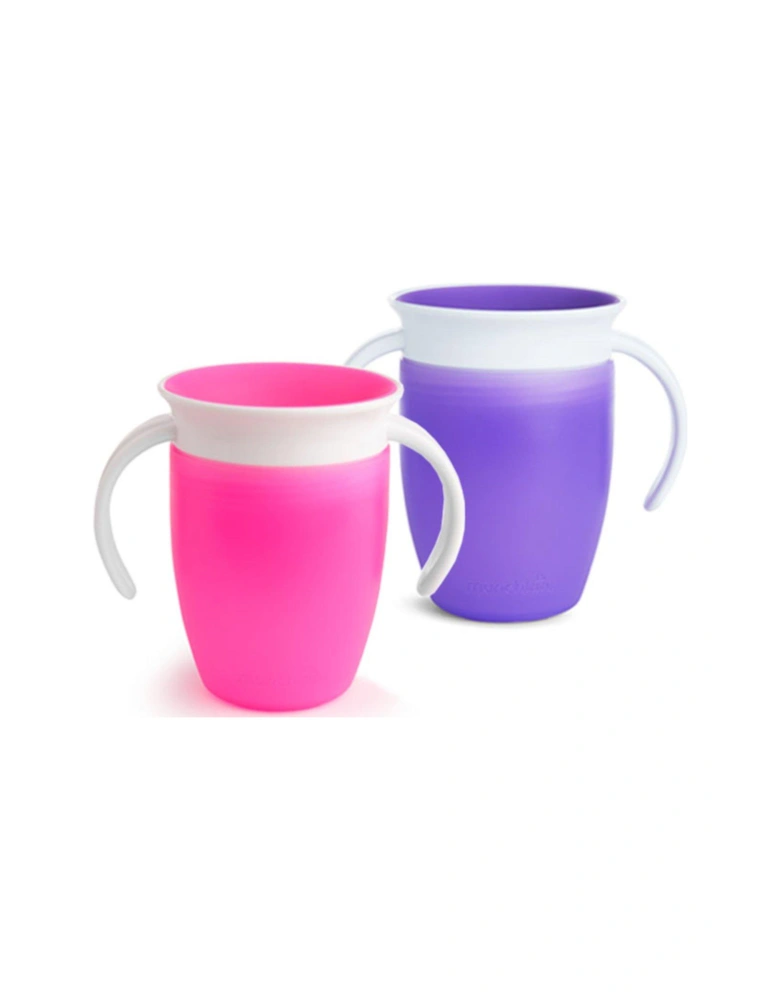 Miracle 360 Trainer Cup, 7oz/207ml - 2 Pack (Pink/Purple)