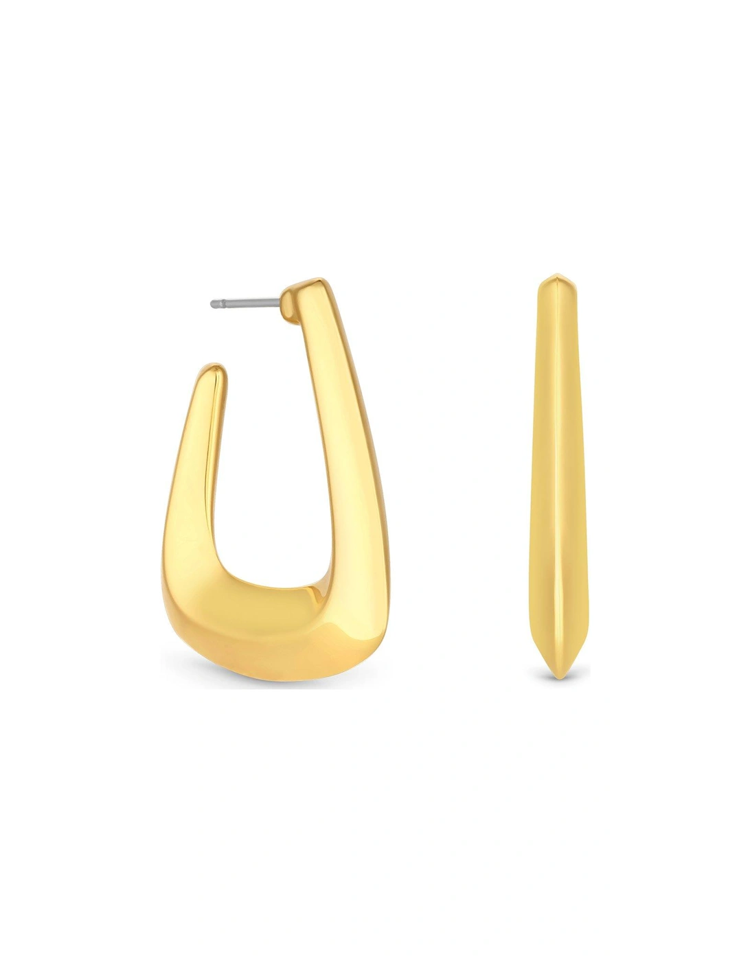 Gold Plated Angular Polished Hoop Earrings, 2 of 1