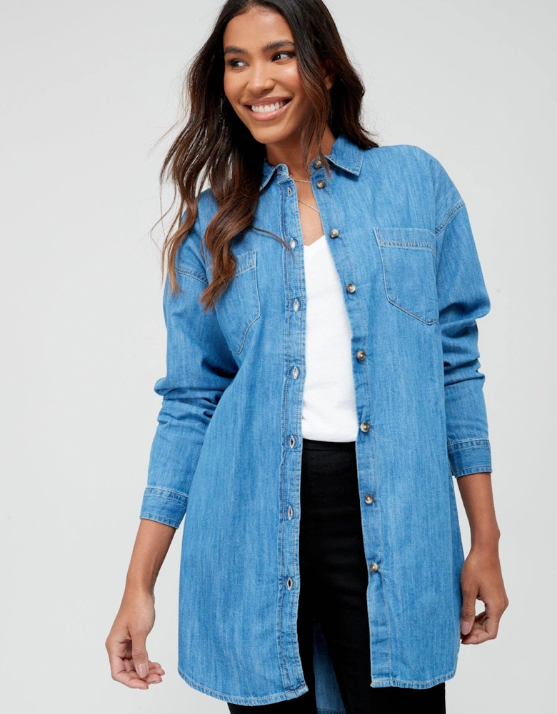 Longline Boyfriend Denim Shirt