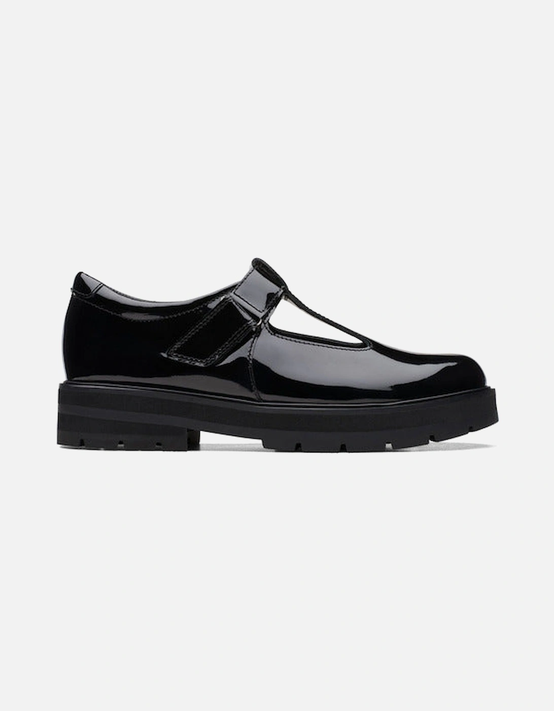 Clarks Clarks Prague Bril Kid black patent school shoe