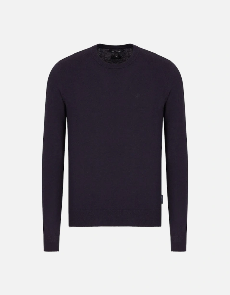 Man Knitted Pullover Navy