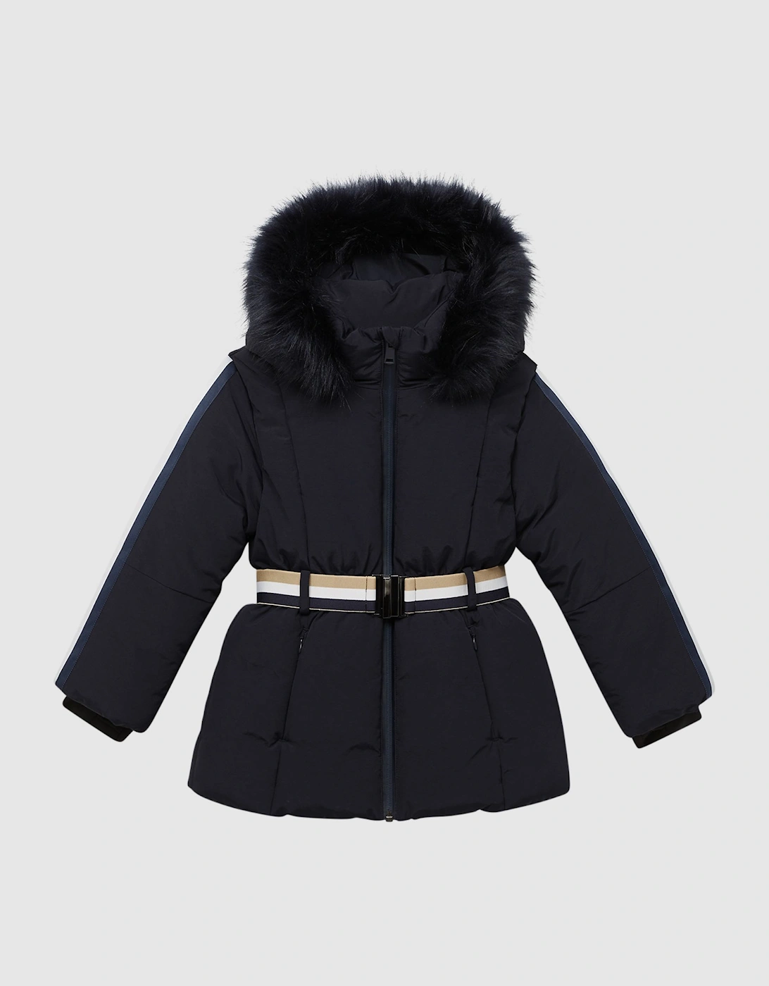 Quilted Faux Fur Hooded Coat, 2 of 1