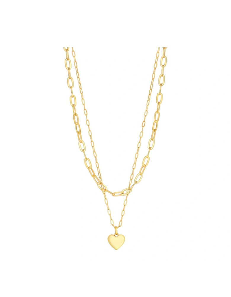 Gold Plated Polished Layered Heart Necklace