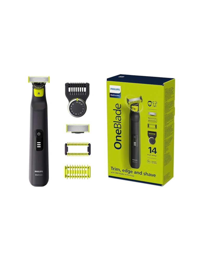 OneBlade Pro 360 for Face & Body with 14-in-1 Adjustable Comb - Trim, Edge, Shave, QP6541/15