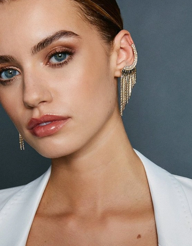 Gold Drop Ear Cuff Earrings