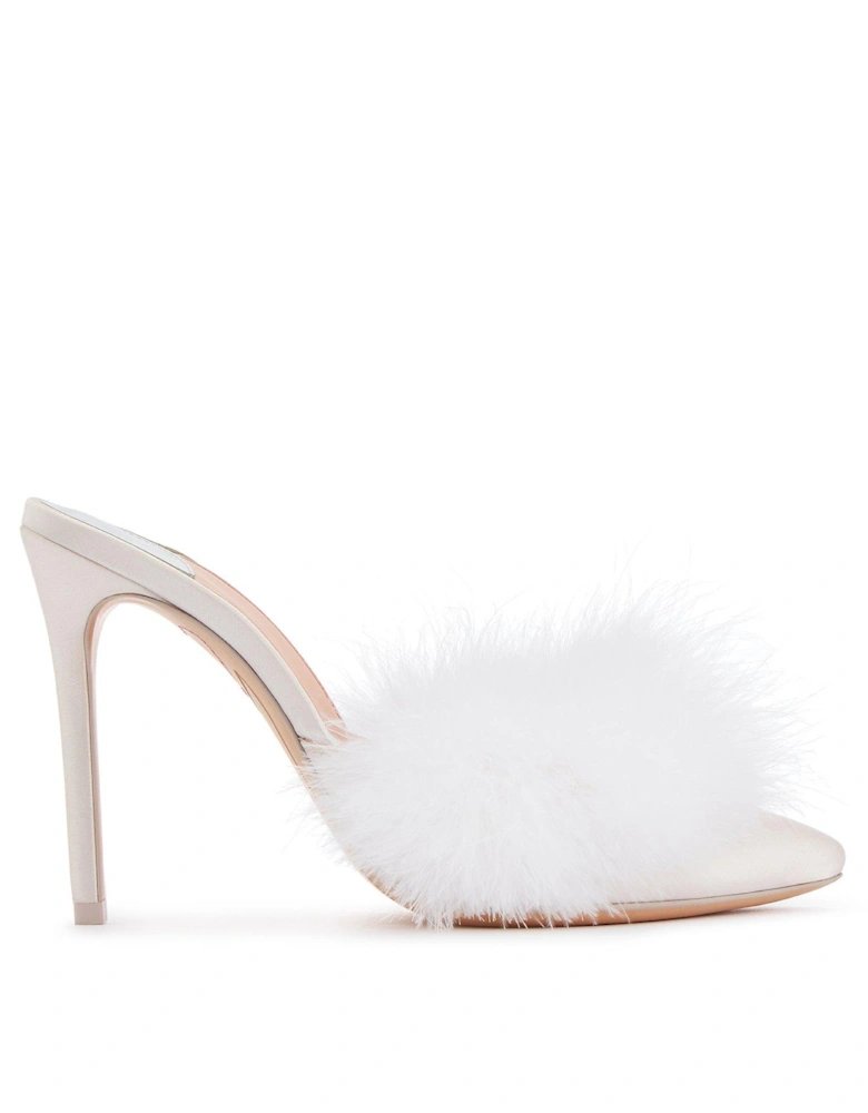 Delicia Heeled Mule - Ivory Satin