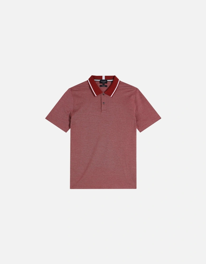 Men's Dark Red Arts Mini Jacquard Stitch Polo Shirt