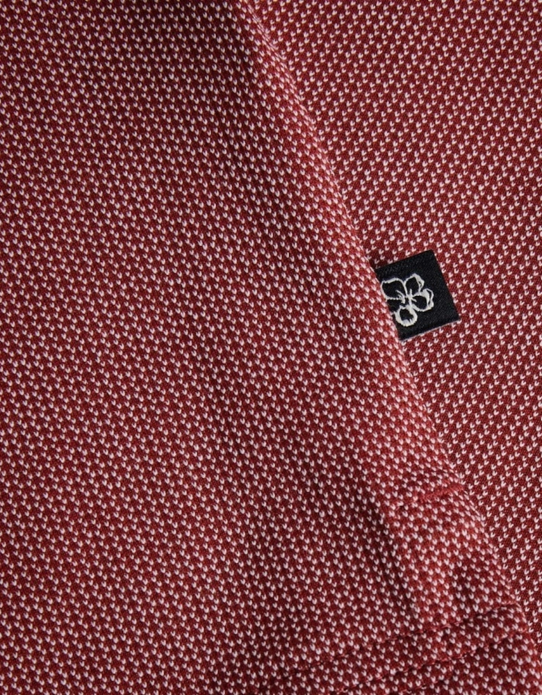 Men's Dark Red Arts Mini Jacquard Stitch Polo Shirt