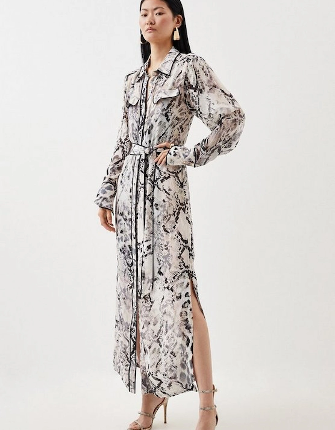 Snake Viscose Shirt Dress Midi, 5 of 4