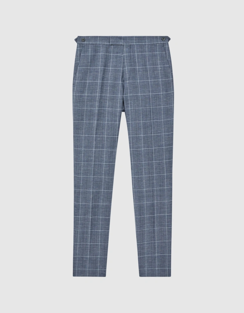 Slim Fit Wool Linen Check Trousers