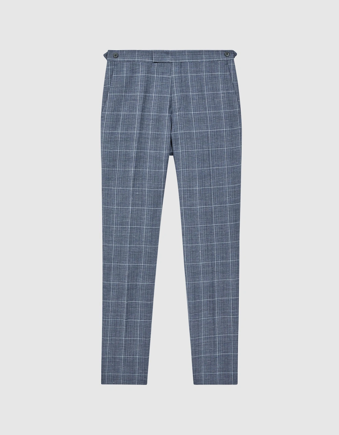 Slim Fit Wool Linen Check Trousers, 2 of 1