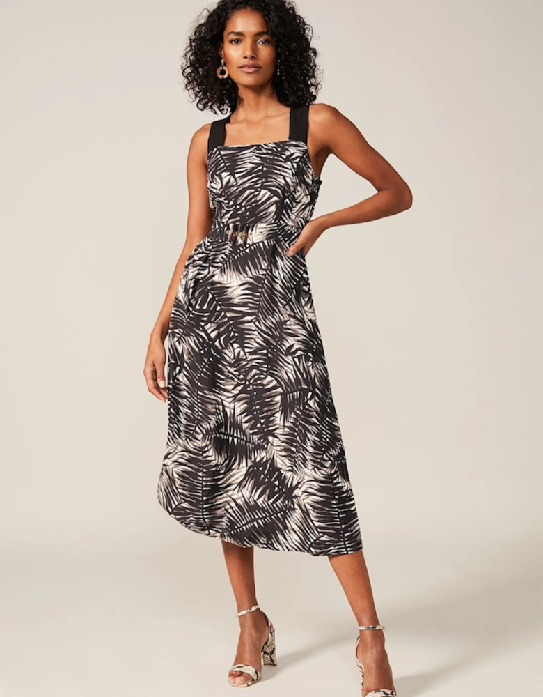 Patsy Palm Print Linen Dress