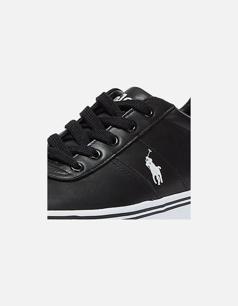 Hanford Mens Pure Black Leather Trainers