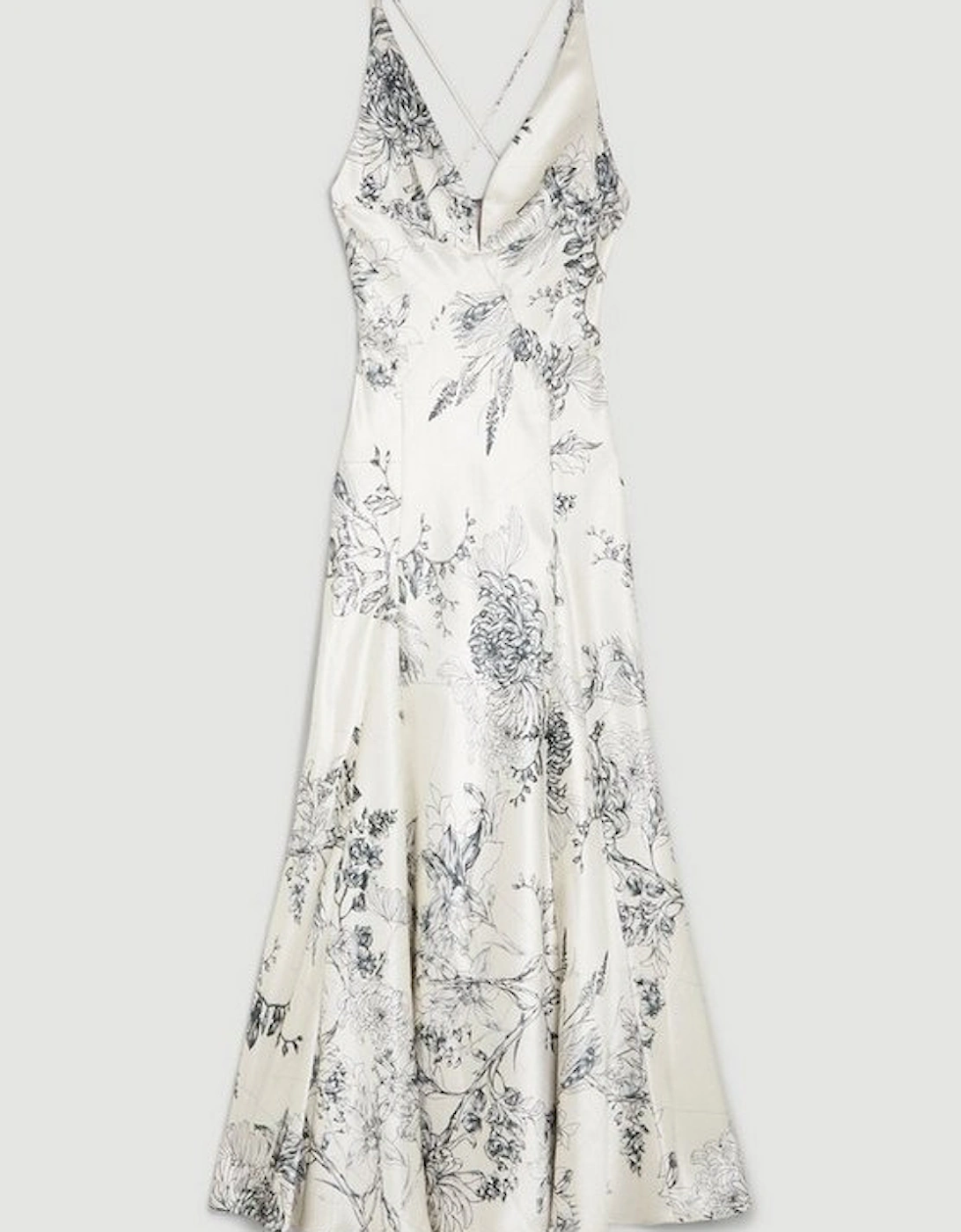 Floral Premium Satin Panelled Woven Maxi Dress