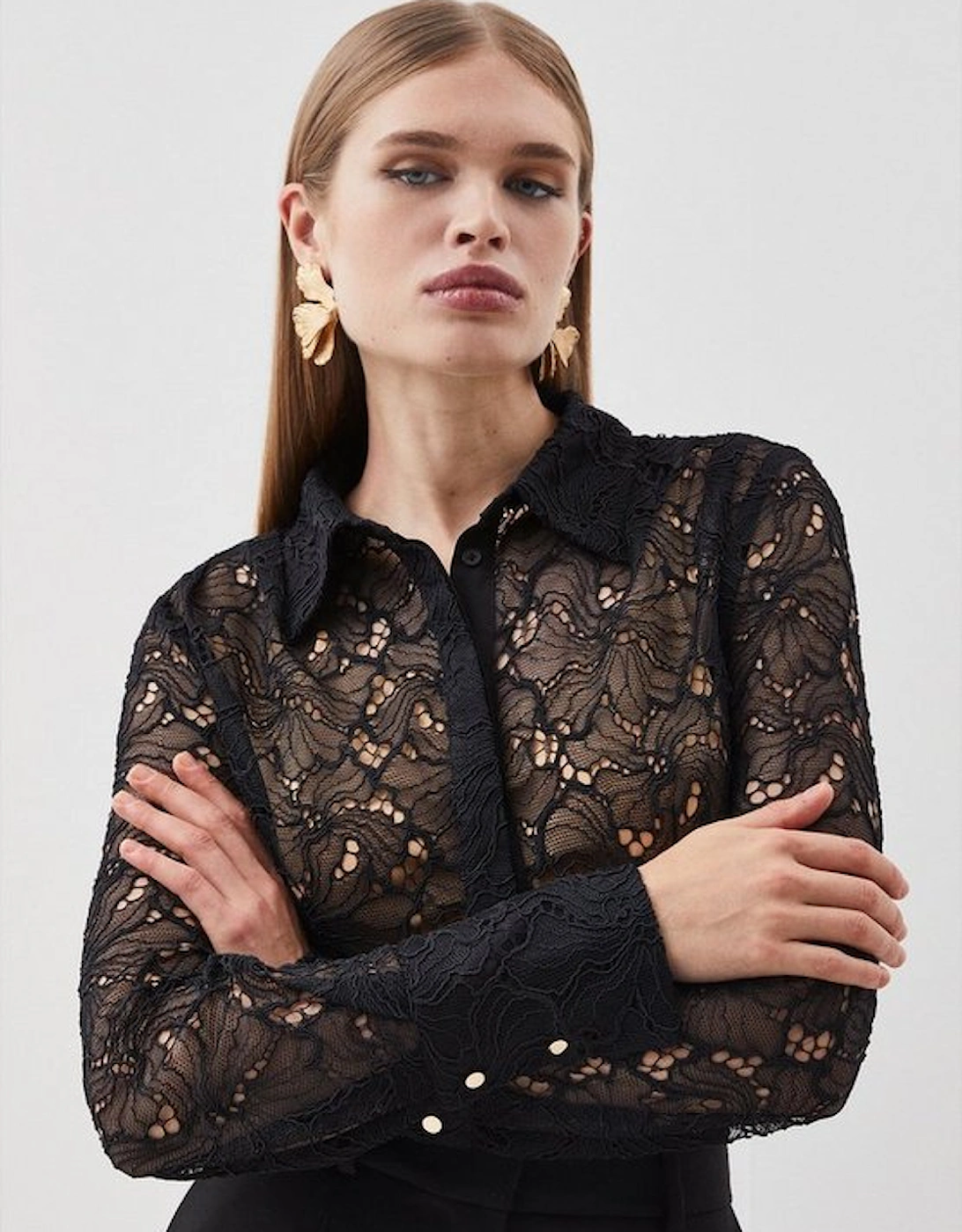 Lace Button Down Woven Shirt, 5 of 4