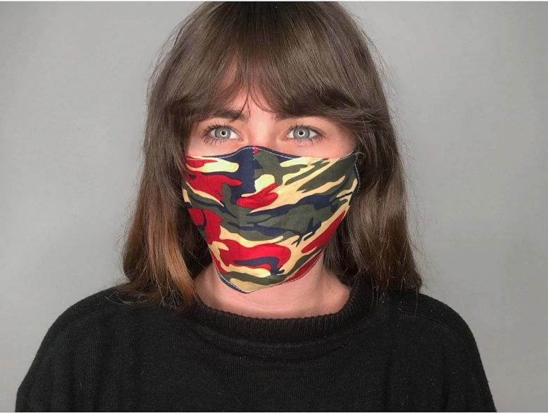 Red Unisex Camo Cotton Face Mask with Filter Pocket