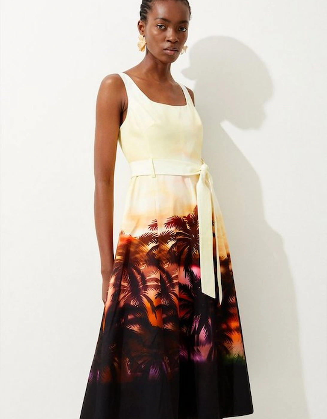 Tailored Scenic Print Sleeveless Midi Dress, 5 of 4