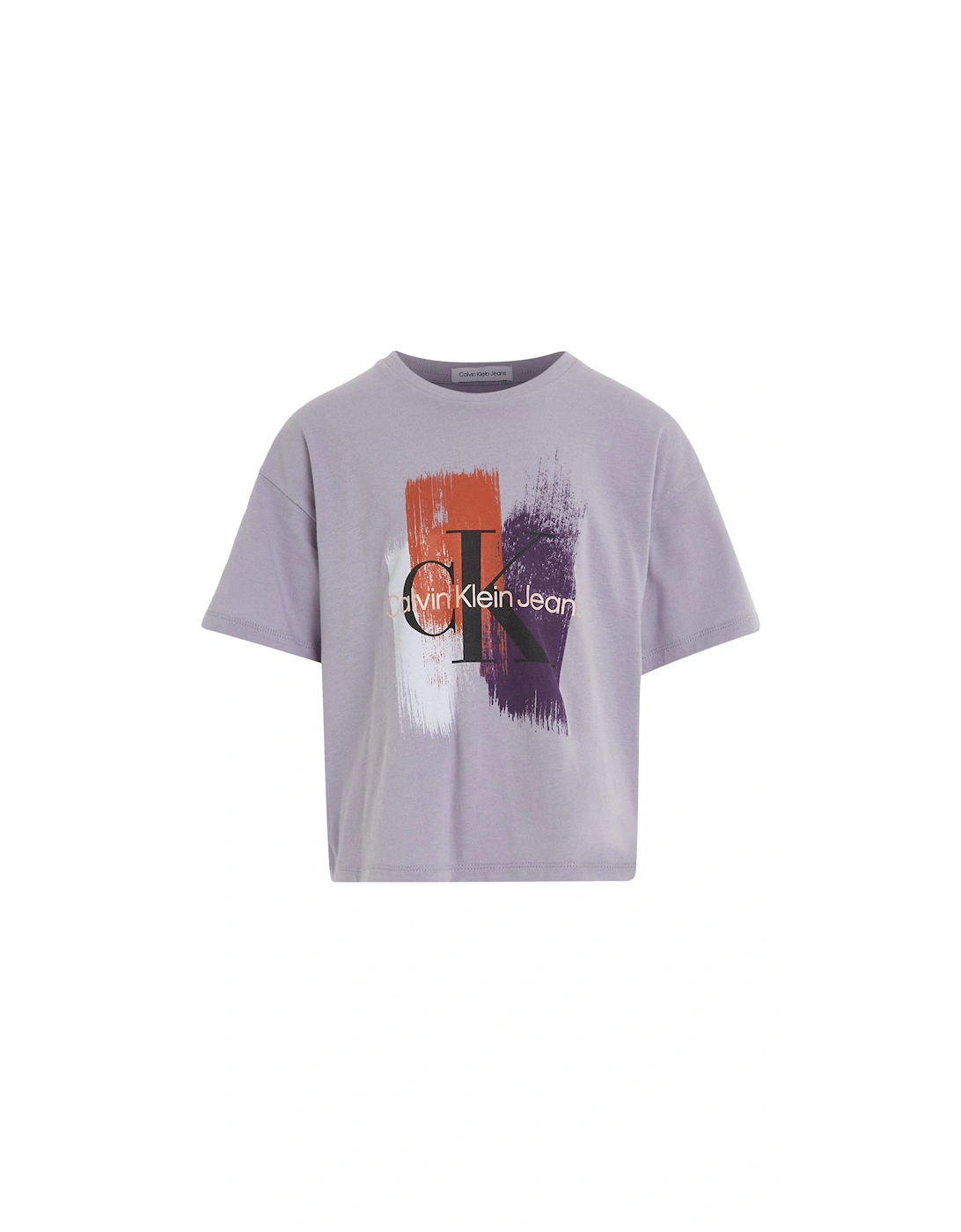 Girls Brush Stroke Monogram T-Shirt - Lavender, 3 of 2