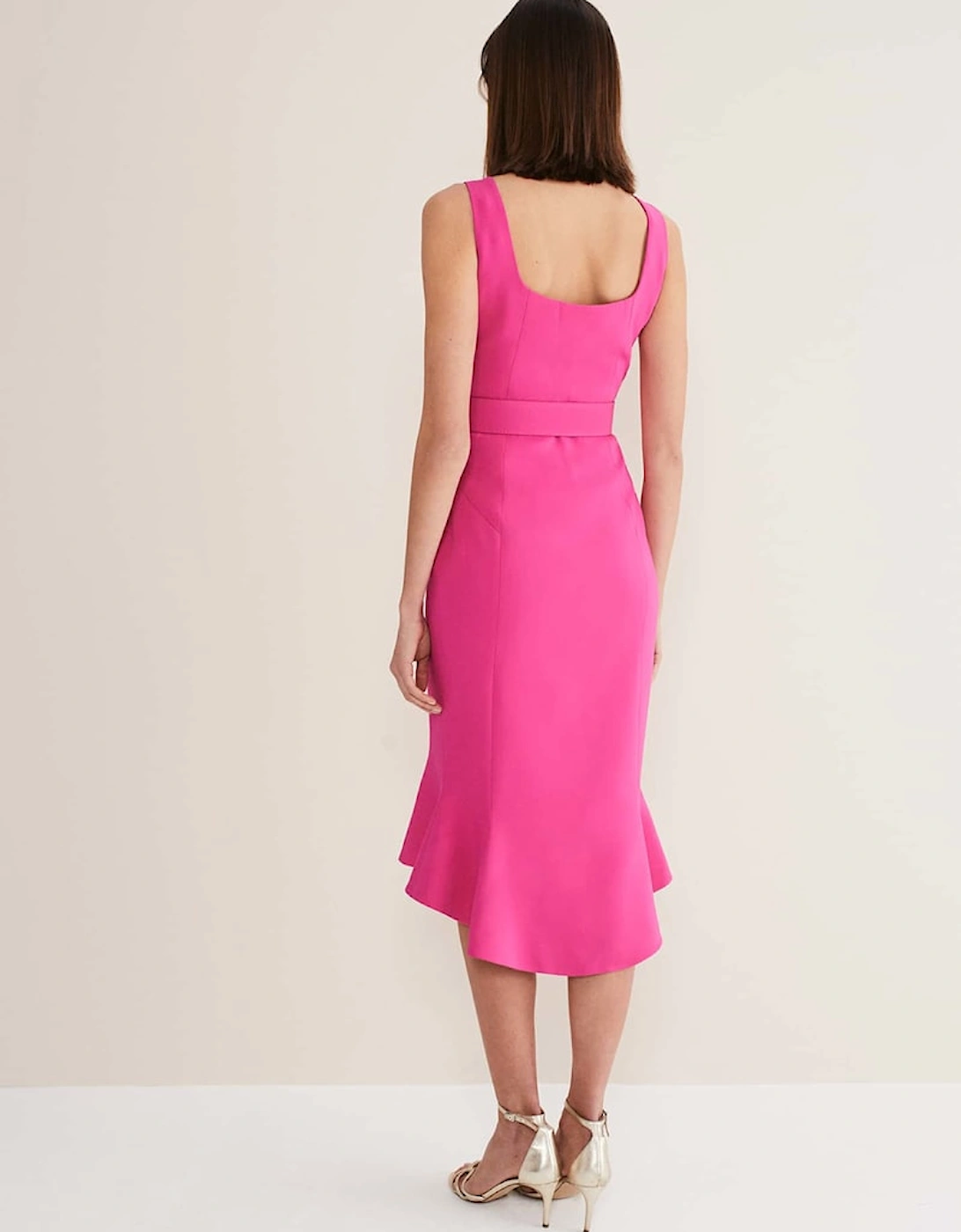 Adria Pink Fitted Midi Dress